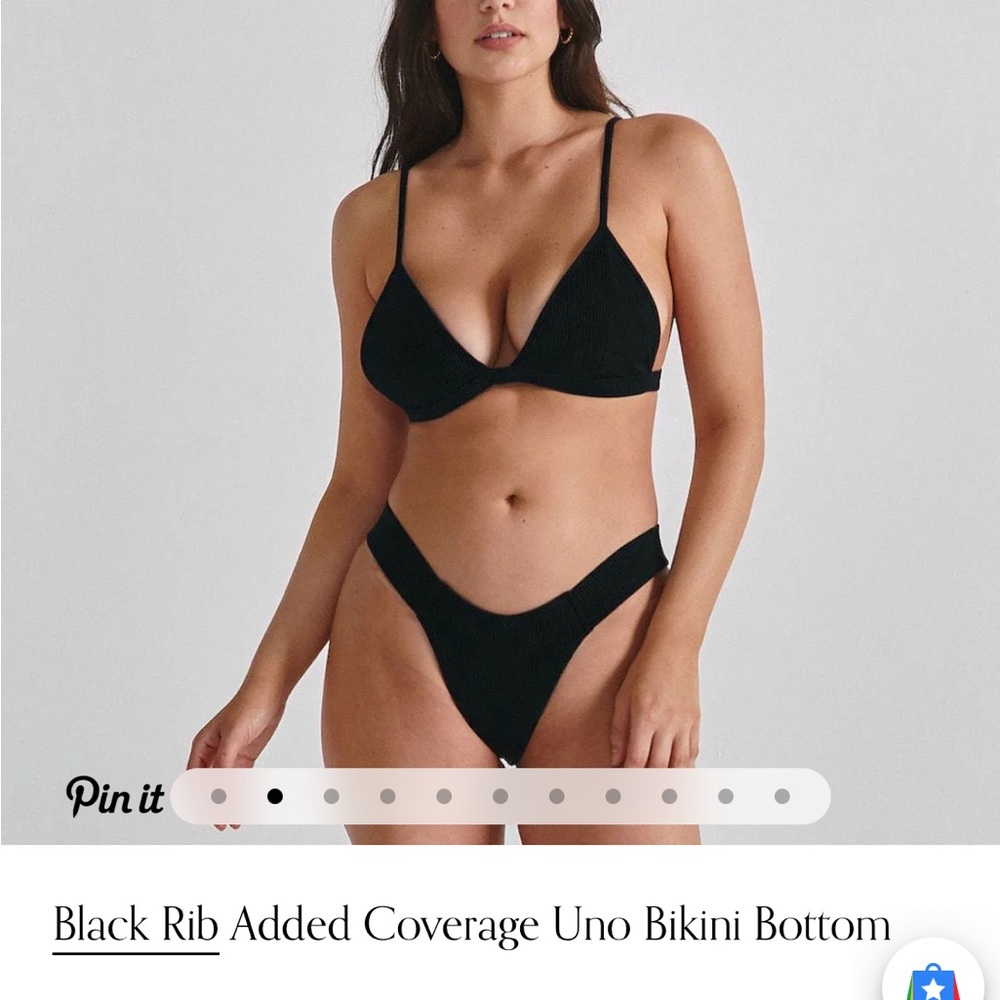 Montce Black Ribbed Uno Bikini Bottom
